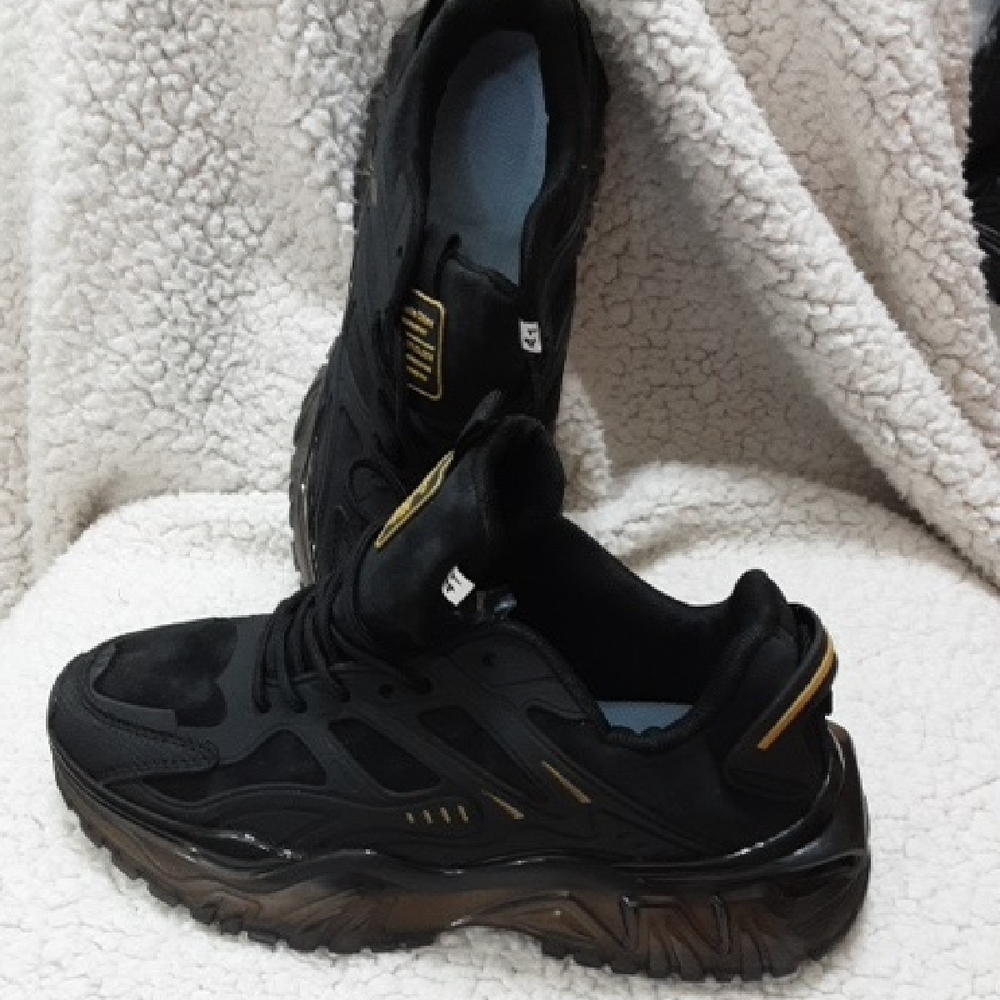Women's Black Athletic Sneakers with Subtle Gold Accents